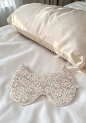 Повязка (для сна) "Ушки" модель С609 кружево молочно-бежевое