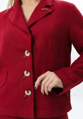 Жакет льняной женский "Тиффани" модель 720 клюква (пурпур)