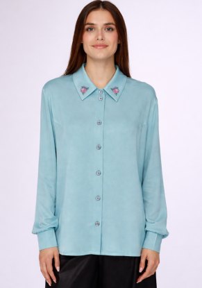 Блузка женская С манжетами модель 151/5 цвет: голубой