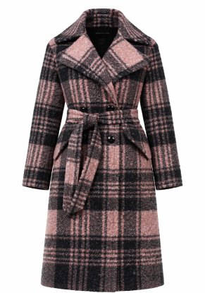 Пальто женское "Розовая клетка" модель 048/1