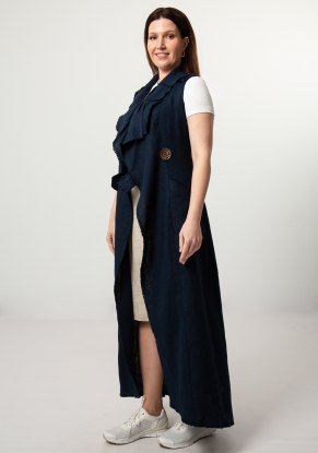 Жилет женский льняной "Шазюбль" модель 816 лен темно-синий