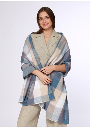 Шарф женский "Палантин" модель 928 голубая клетка