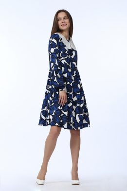 Платье женское "Каскад" модель 624 цвет: синие листья