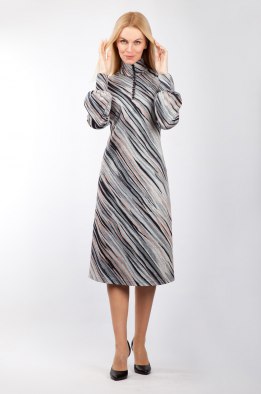 Платье женское "Полянка на обтяжных пуговицах" модель 766/1 серая диагональ