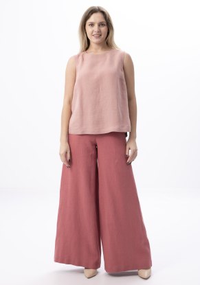 Блузка женская "топ Завязки" модель 139 пудровый лен с вискозой