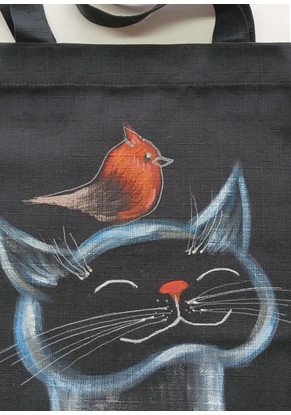 Сумка женская Шоппер с росписью модель 857р хлопок черный