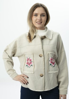 Жакет женский модель 1318 Бежевый (лен с хлопком)