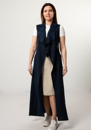 Жилет женский льняной "Шазюбль" модель 816 лен темно-синий