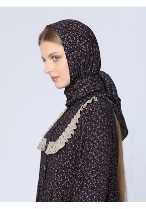 Косынка женская большая модель 899/2 "Цветочки" на синем