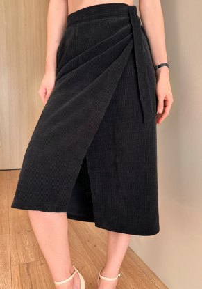 Юбка женская "На запах" модель 539 вельвет черный