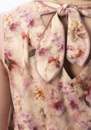 Блузка женская "топ Завязки" модель 139 пудровый лен с вискозой