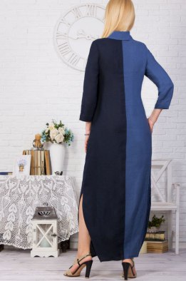 Платье женское "Дуэт" модель 388 темно-синий и джинс