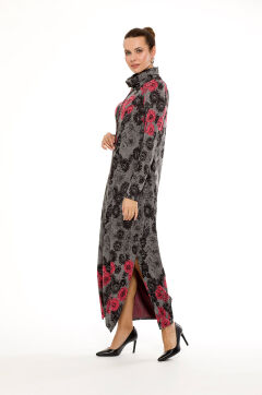 Платье женское "Соло с полоской" модель 751/1 серые розочки