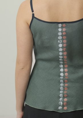 Блузка женская льняная "Топ" модель 119 океан с росписью