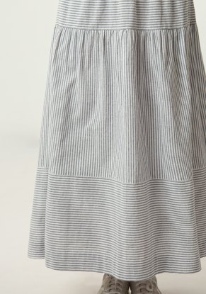 Платье женское Полоска серая модель 423 лен с хлопком