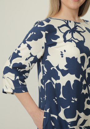 Платье женское "Дама" миди модель 341 вискоза синие цветы