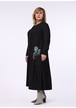 Платье женское "Nice" модель 441р/1 цвет лен черный