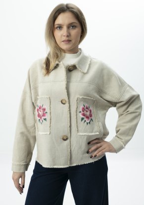 Жакет женский модель 1318 Бежевый (лен с хлопком)