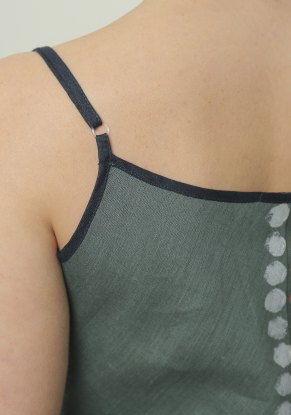 Блузка женская льняная "Топ" модель 119 океан с росписью