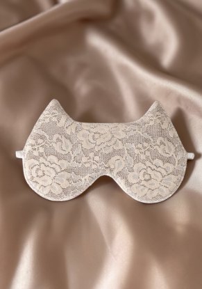 Повязка (для сна) "Ушки" модель С609 кружево молочно-бежевое