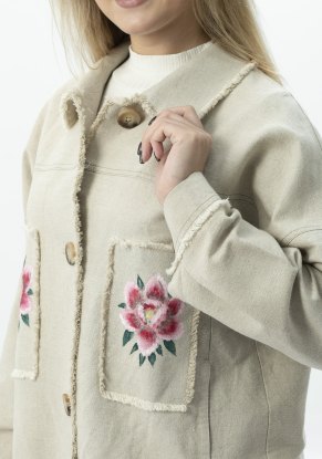 Жакет женский модель 1318 Бежевый (лен с хлопком)