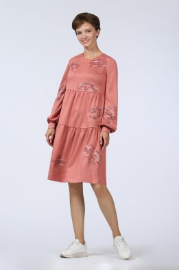 Платье женское "Каскад" модель 668/4 цвет коралл