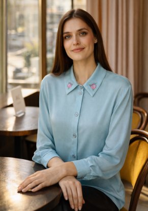 Блузка женская С манжетами модель 151/5 цвет: голубой