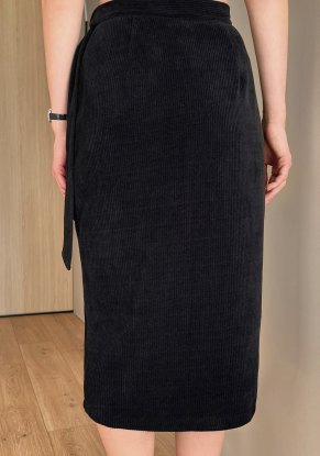 Юбка женская "На запах" модель 539 вельвет черный