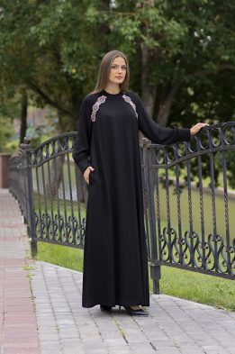 Платье женское "Макси" с кружевом модель 480 цвет черный