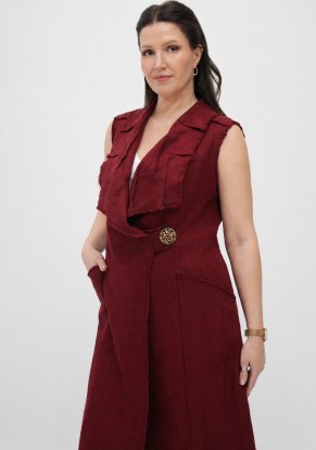 Жилет женский льняной "Шазюбль" модель 816 лен бордовый