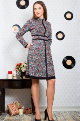 Платье женское "Меховое" модель 617Н/1 разноцветный огурчик