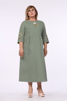 Платье женское "Нимфа" с цветами модель 431/4 цвет фисташковый