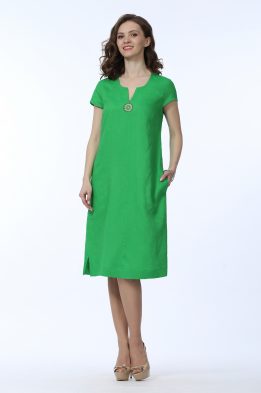 Платье С карманами миди модель 417 весенняя зелень